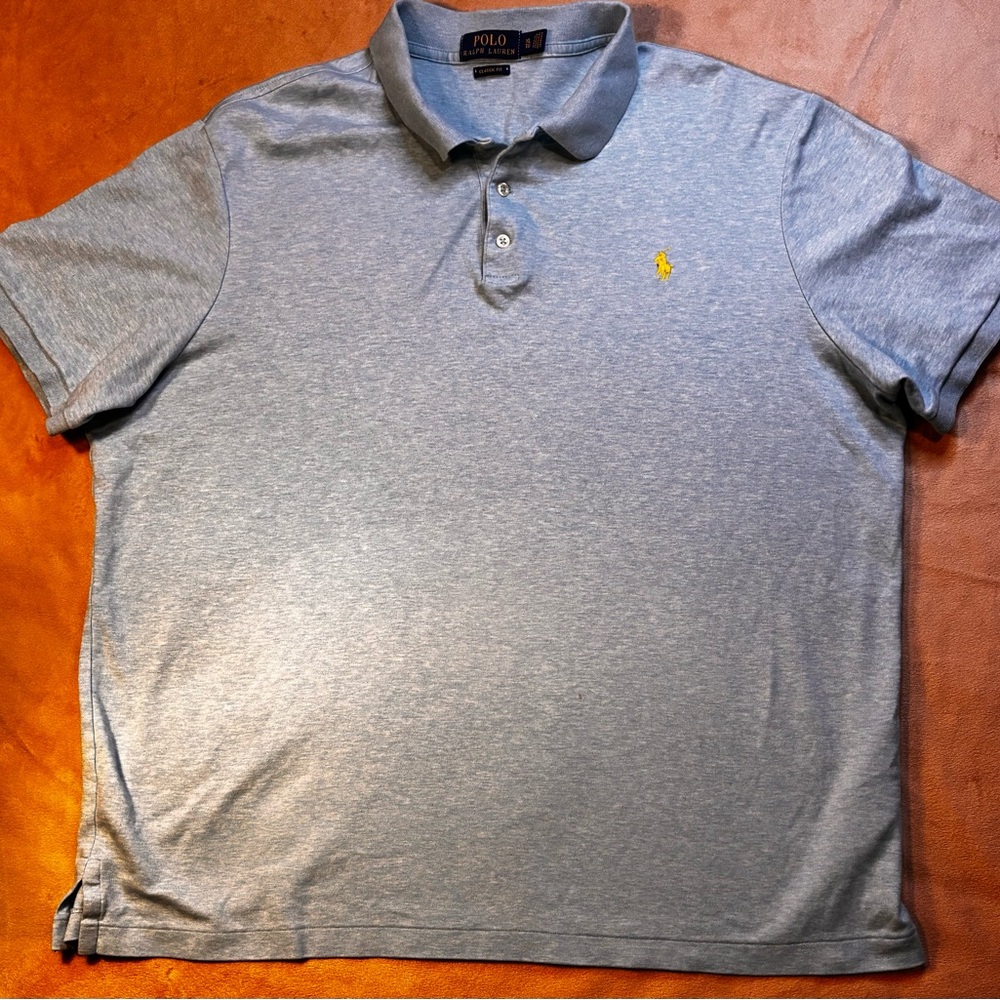 Ralph Lauren Light Gray Polo Shirt with Yellow Logo